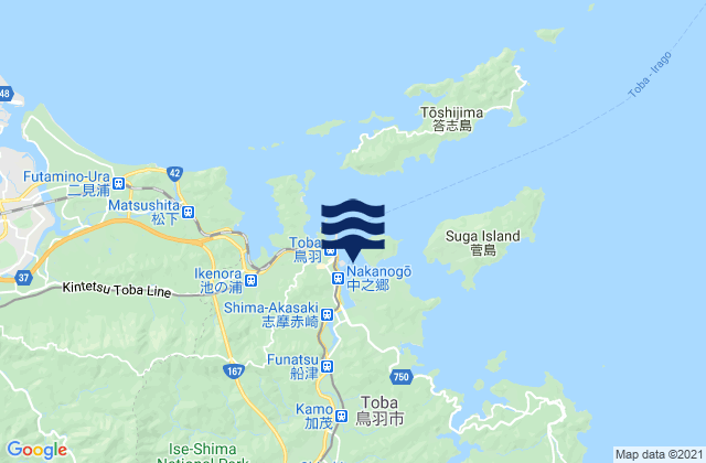 Mapa da tábua de marés em Toba Ko, Japan