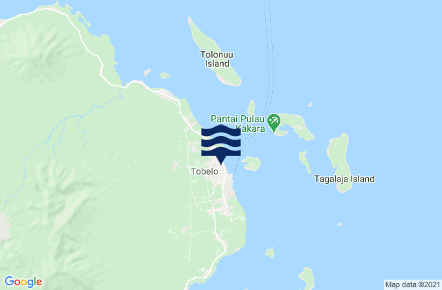 Mapa da tábua de marés em Tobelo, Indonesia