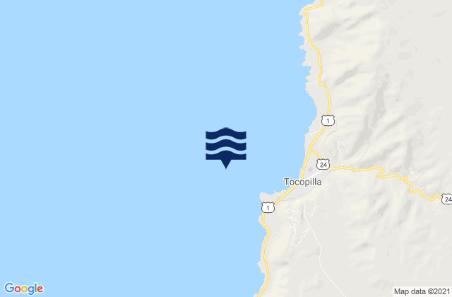 Mapa da tábua de marés em Tocopilla, Chile