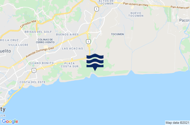 Mapa da tábua de marés em Tocumen, Panama