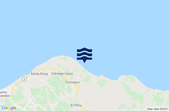 Mapa da tábua de marés em Tocópero, Venezuela