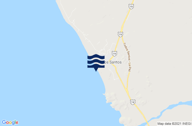 Mapa da tábua de marés em Todos Santos, Mexico