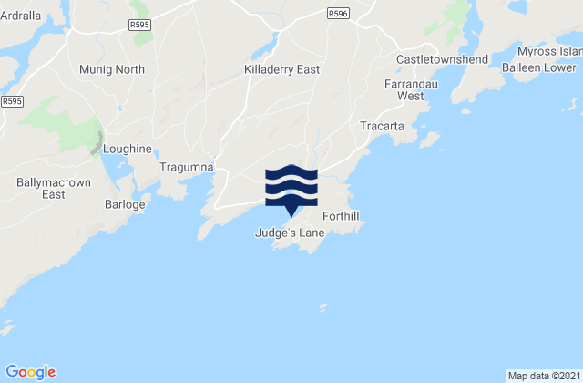 Mapa da tábua de marés em Toe Head, Ireland