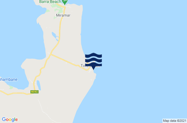 Mapa da tábua de marés em Tofinho, Mozambique