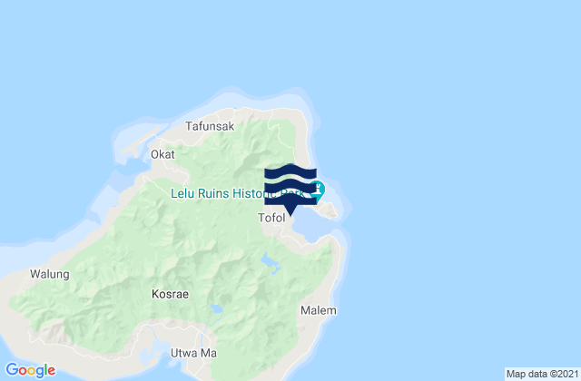Mapa da tábua de marés em Tofol, Micronesia