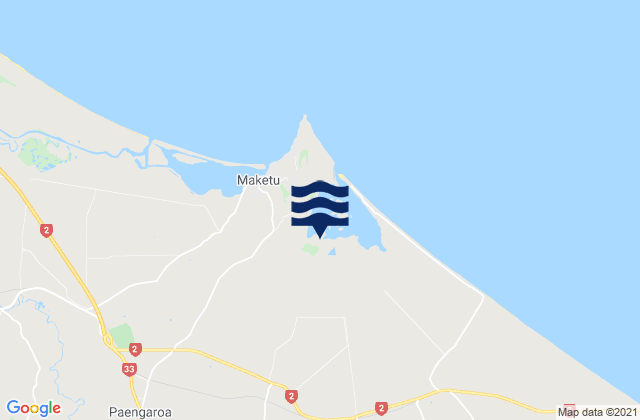 Mapa da tábua de marés em Tokerau Bay, New Zealand