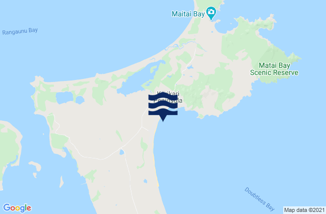 Mapa da tábua de marés em Tokerau Beach, New Zealand