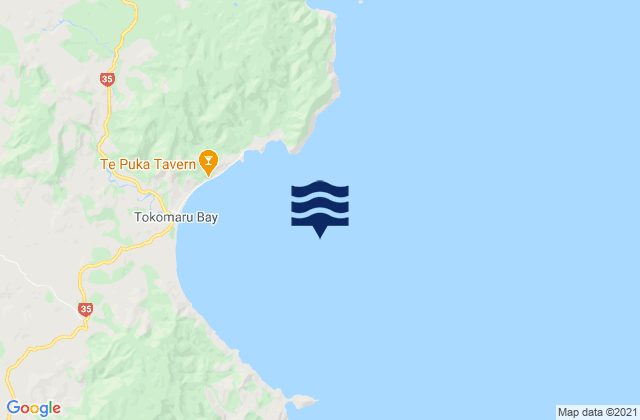 Mapa da tábua de marés em Tokomaru Bay, New Zealand