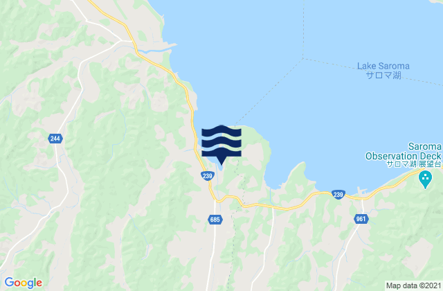 Mapa da tábua de marés em Tokoro-gun, Japan