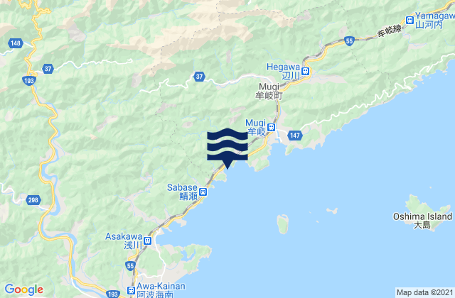 Mapa da tábua de marés em Tokushima-ken, Japan