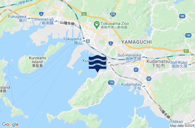 Mapa da tábua de marés em Tokuyama Wan, Japan