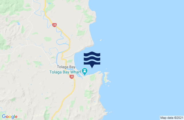 Mapa da tábua de marés em Tolaga Bay (Cooks Cove), New Zealand