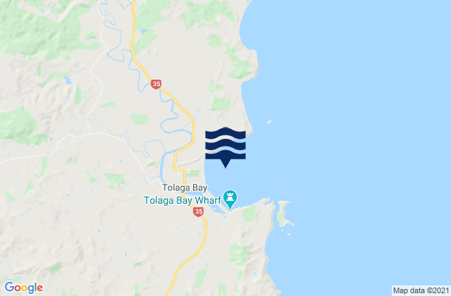 Mapa da tábua de marés em Tolaga Bay, New Zealand