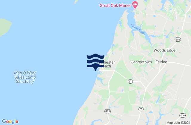 Mapa da tábua de marés em Tolchester Beach, United States