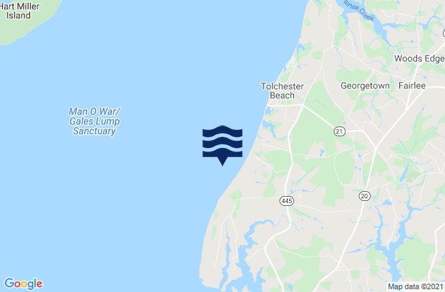 Mapa da tábua de marés em Tolchester Channel Buoy 22, United States