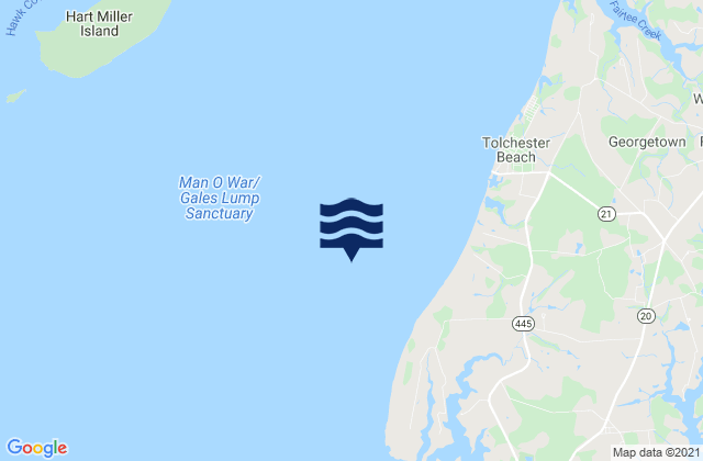 Mapa da tábua de marés em Tolchester Channel south of Buoy 38B, United States
