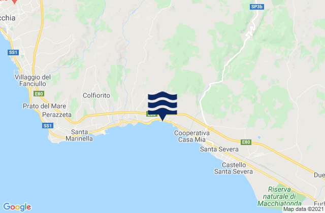 Mapa da tábua de marés em Tolfa, Italy