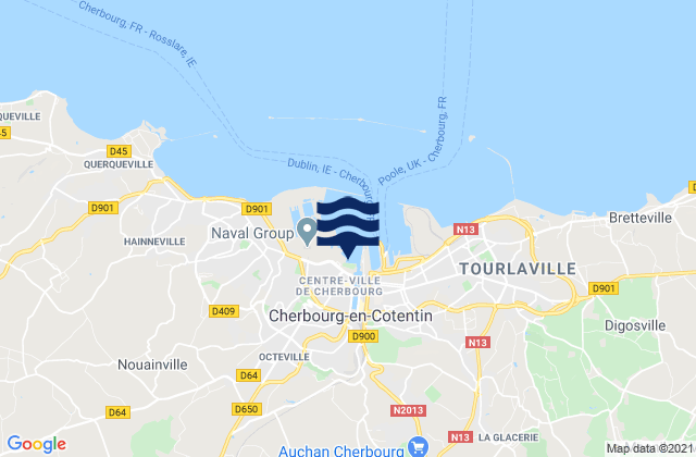 Mapa da tábua de marés em Tollevast, France