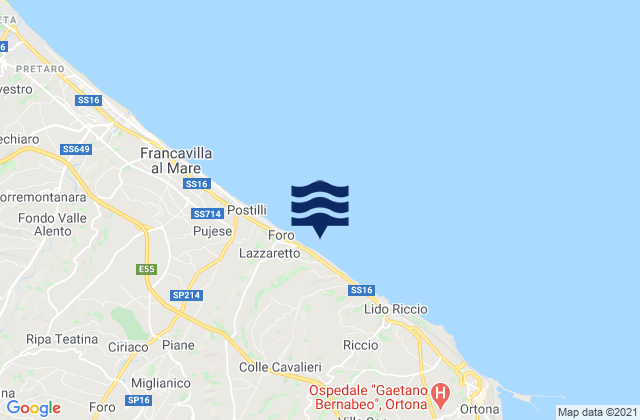 Mapa da tábua de marés em Tollo, Italy