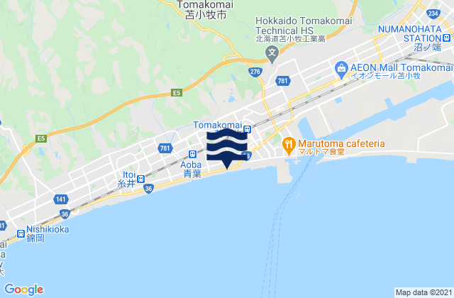 Mapa da tábua de marés em Tomakomai Shi, Japan