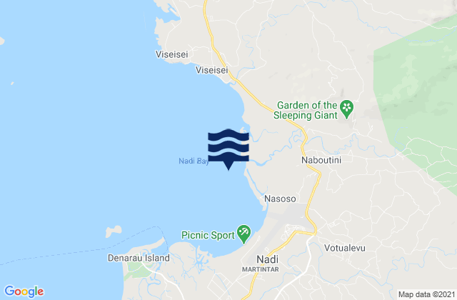Mapa da tábua de marés em Tomba Ko Nandi, Fiji