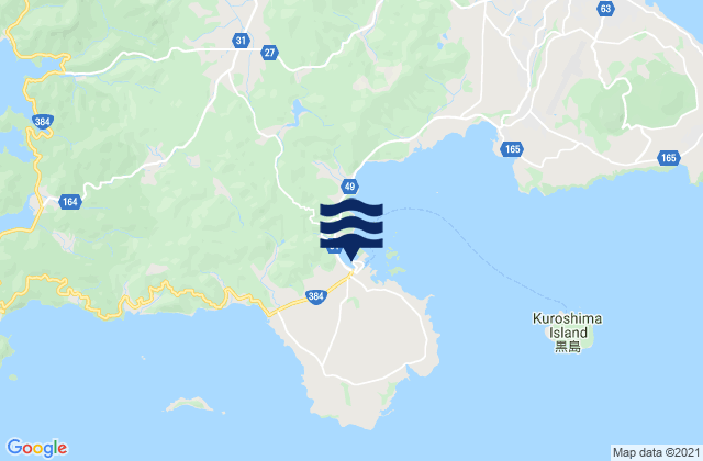 Mapa da tábua de marés em Tomiemachi, Japan