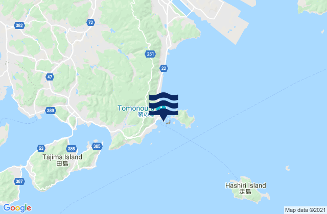 Mapa da tábua de marés em Tomo Tsu Bingo Nada, Japan