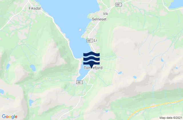 Mapa da tábua de marés em Tomra, Norway
