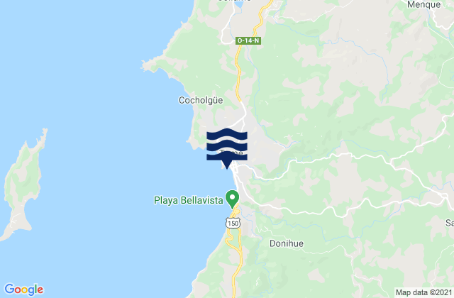 Mapa da tábua de marés em Tomé, Chile
