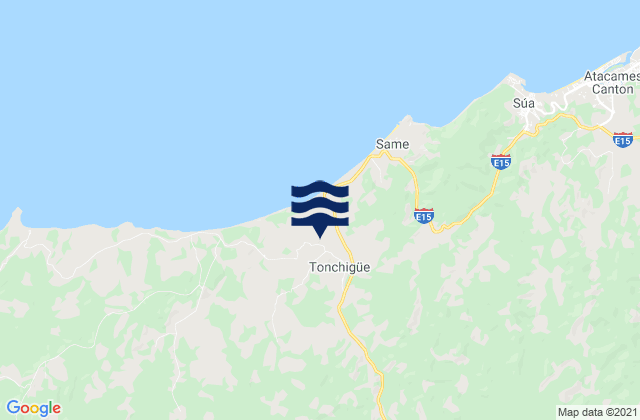 Mapa da tábua de marés em Tonchigue, Ecuador