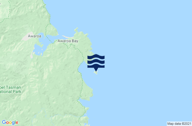 Mapa da tábua de marés em Tonga Island Abel Tasman, New Zealand