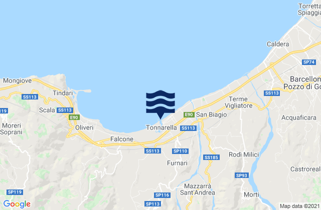 Mapa da tábua de marés em Tonnarella, Italy