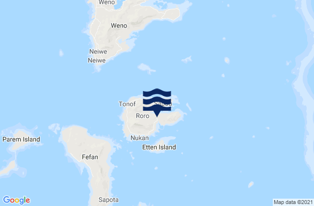 Mapa da tábua de marés em Tonoas Municipal Building, Micronesia