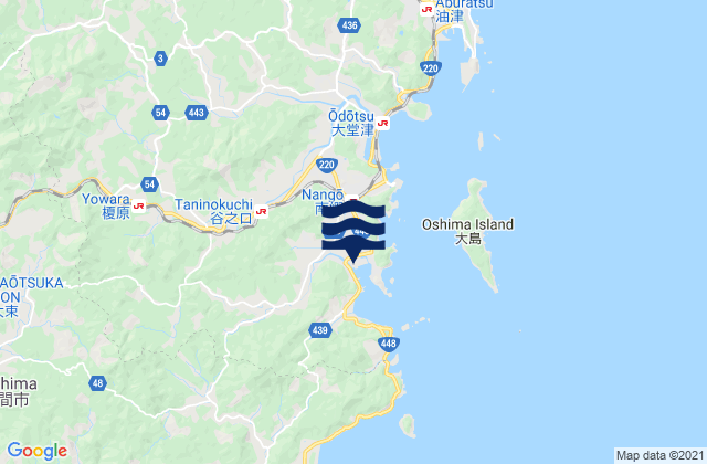 Mapa da tábua de marés em Tonoura (Miyazaki), Japan