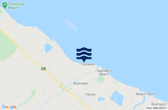 Mapa da tábua de marés em Toolakea Beach, Australia