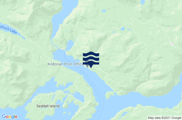 Mapa da tábua de marés em Toquart Bay, Canada