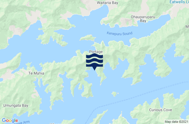 Mapa da tábua de marés em Torea Bay, New Zealand