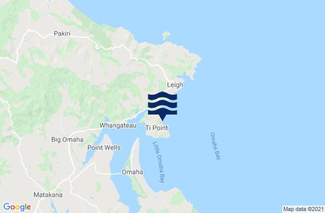 Mapa da tábua de marés em Torkington Bay, New Zealand