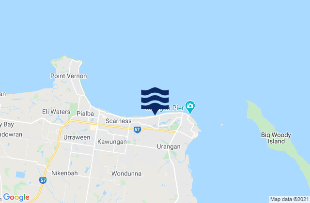 Mapa da tábua de marés em Torquay, Australia