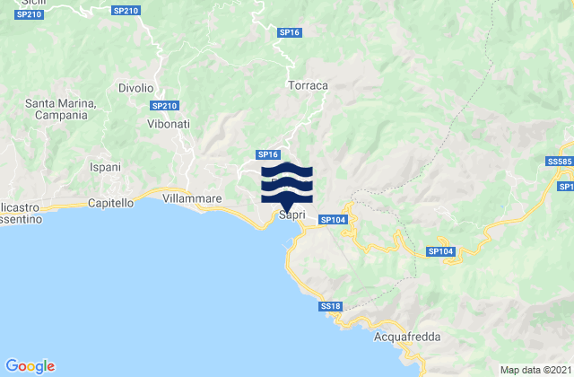 Mapa da tábua de marés em Torraca, Italy