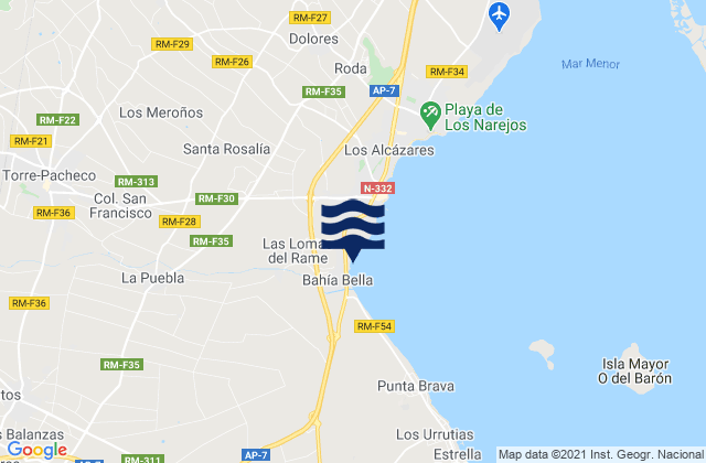 Mapa da tábua de marés em Torre-Pacheco, Spain