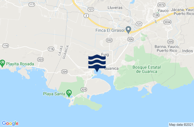 Mapa da tábua de marés em Torre Barrio, Puerto Rico