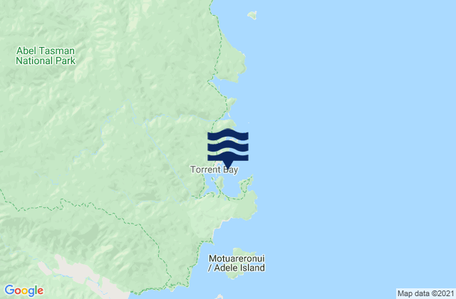 Mapa da tábua de marés em Torrent Bay Abel Tasman, New Zealand