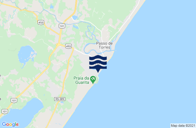Mapa da tábua de marés em Torres, Brazil
