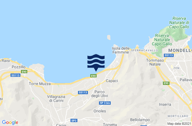 Mapa da tábua de marés em Torretta, Italy