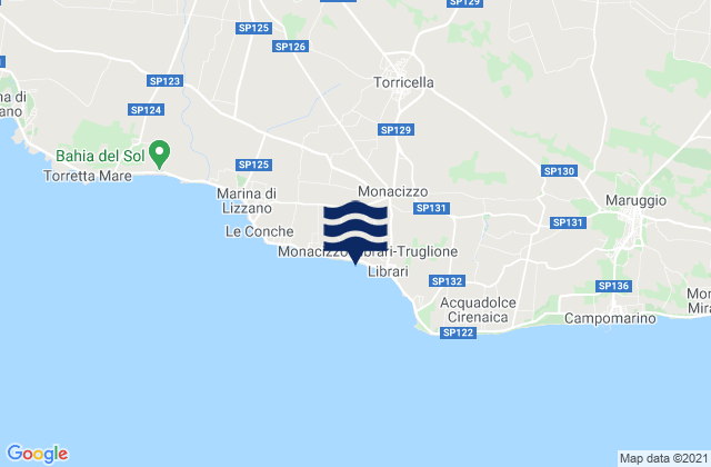 Mapa da tábua de marés em Torricella, Italy