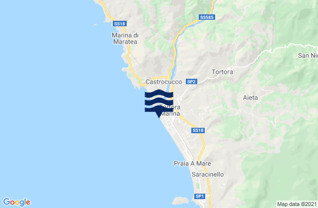 Mapa da tábua de marés em Tortora Marina, Italy