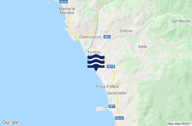 Mapa da tábua de marés em Tortora, Italy