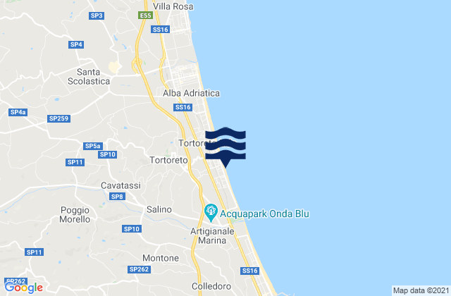Mapa da tábua de marés em Tortoreto Lido, Italy