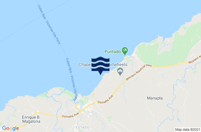 Mapa da tábua de marés em Tortosa, Philippines